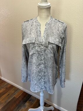 Calvin Klein - Women's Snake-Print Button Front Blouse - Size XS